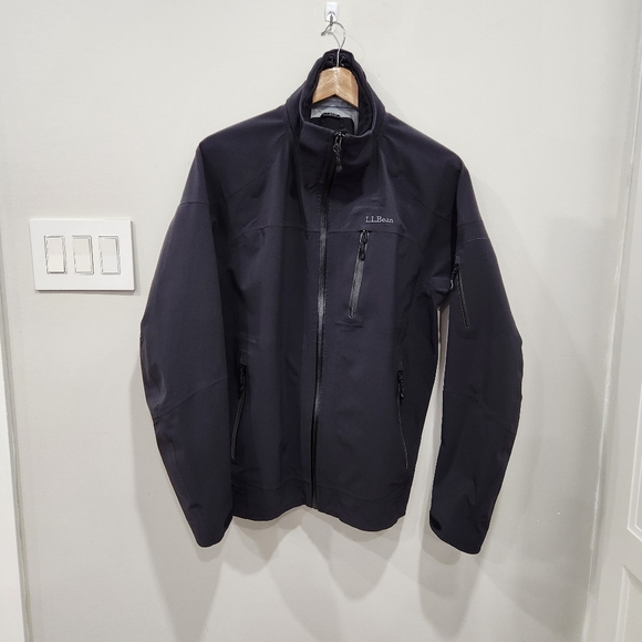 L.L. Bean Other - LL Bean Jacket Mens Medium Black Nylon Stretch Full Zip Side Vents Hiking